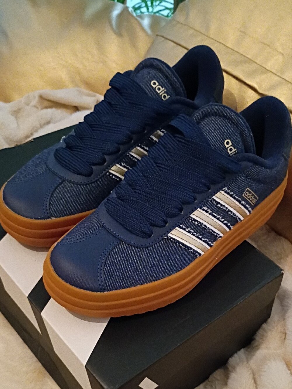adidas Navy Blue Sneakers with Gum Brown Sole - Picture 6 of 8